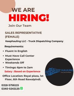 Sales Representative (Female) - Truck dispatch company