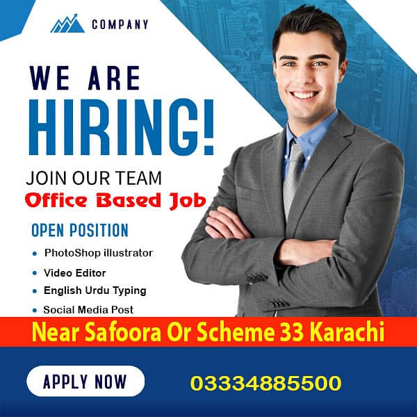 video editor graphic designer Hiring Near Safoora Scheme 33 Karachi 0