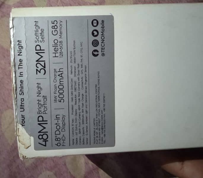 Tecno 19neo mobile with box 10