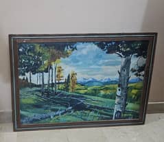 Antique Hand Painted Canvas painting by renowned artist. 50 years old.