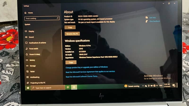 HP laptop modal DESKTOP-VTRURNR core i7 10