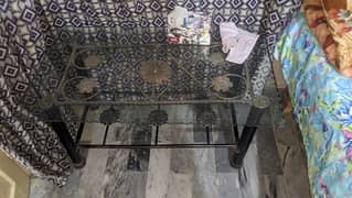 Glass Center Table with Iron Legs