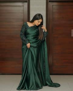 women unstitched silk sequins Embroidery Fancy Saree