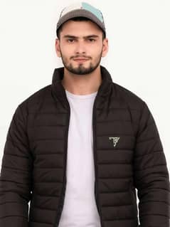 mens plain black puffer jacket