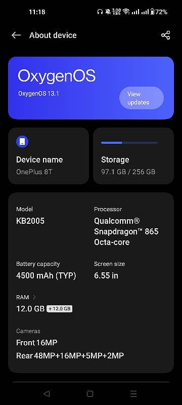 OnePlus 8T complete box 12+12/256GB 4