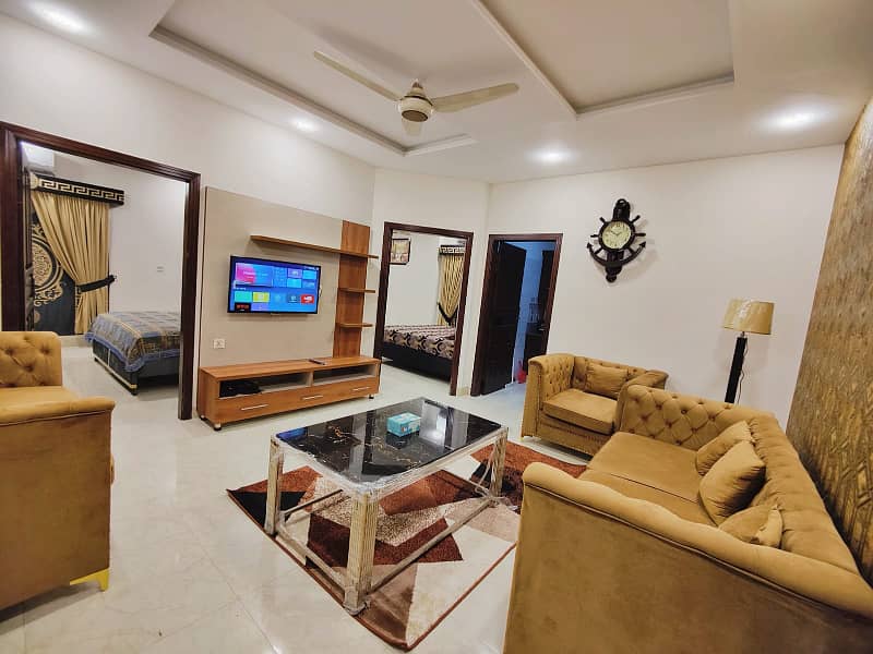 2 bed furnished flat available for rent in bharia town 1