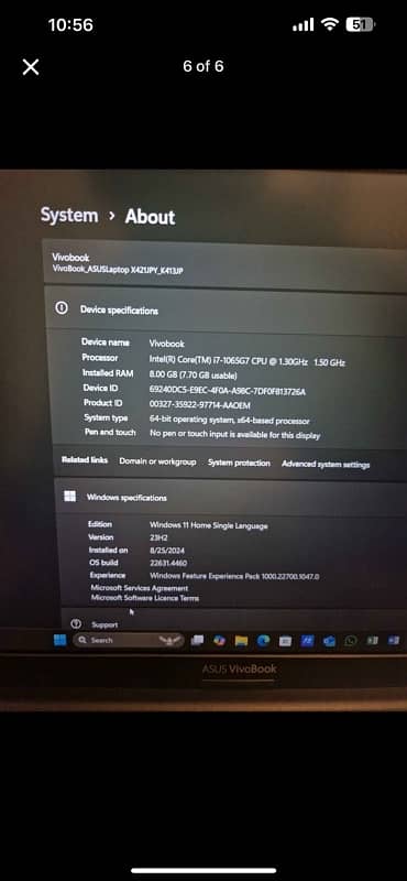 Exchange ASUS i7 10th gen laptop. 7