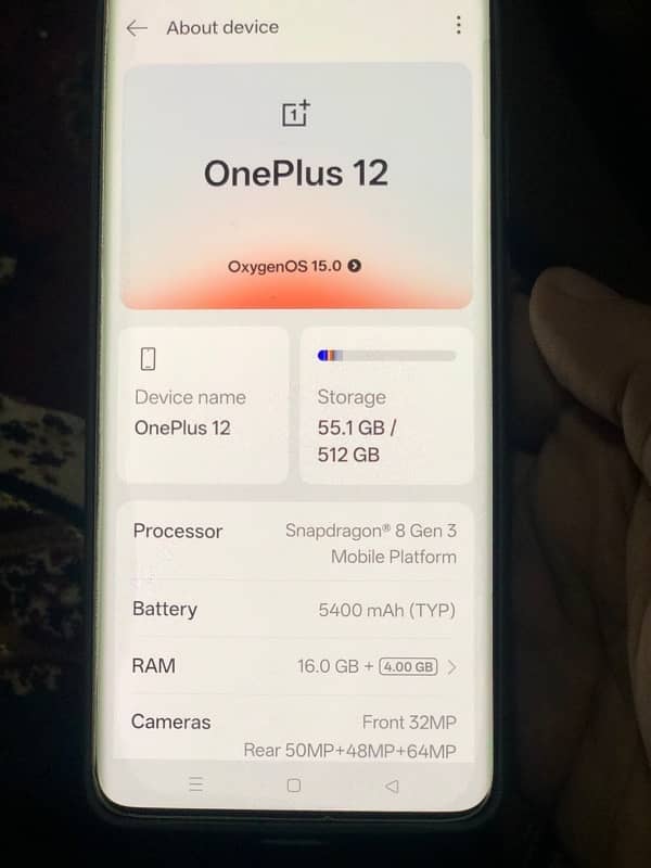 One plus 12  16/512 gb official Pta Approved 5