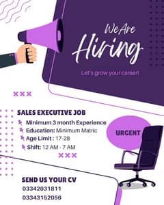 We are hiring a sales executive