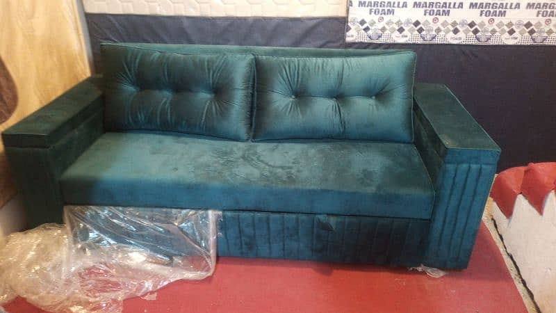 wooden double bed sofa cumbed 0