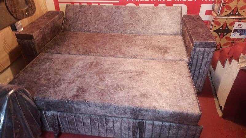 wooden double bed sofa cumbed 4