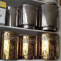 steel and golden planters & kiyari. its heavy gauge#very nice item.