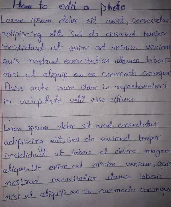 hand writing assignment work 2