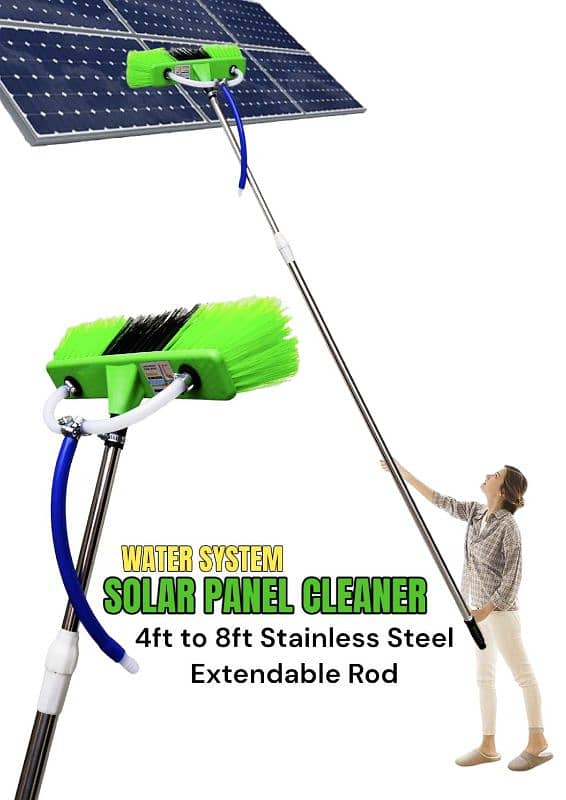 Solar panel cleaning brush with water system 0