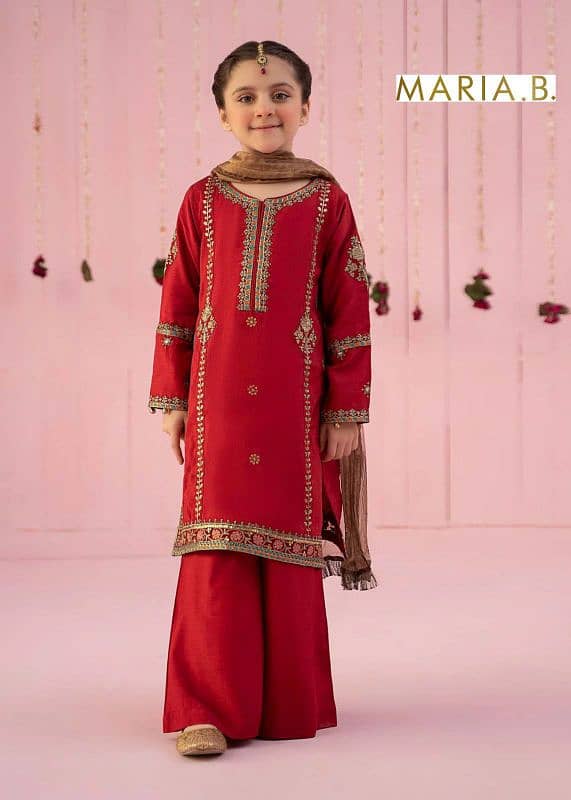 Girls Embroidered Suit-Unstitched 6