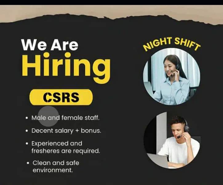 We are Hiring Csr& Verifers Fresh& Experience both 1