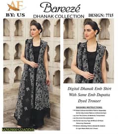 3pc Woman's unstitched Danak embroidered suits(free delivery)