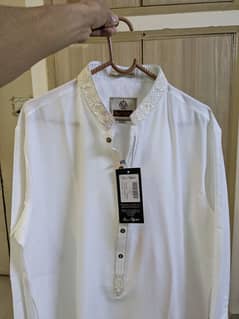 Amir Adnan White Shalwar Qameez new with tag ( never used )