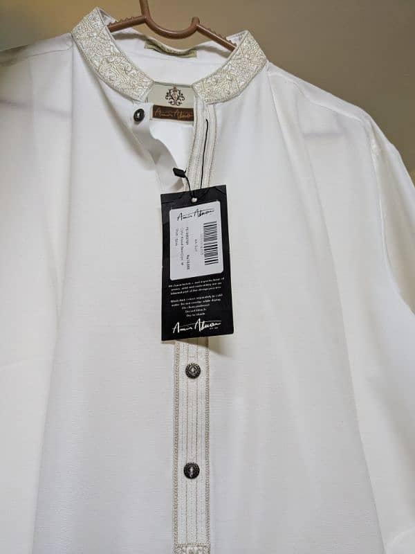 Amir Adnan White Shalwar Qameez new with tag ( never used ) 6