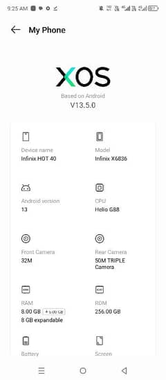 Infinix Hot 40 8 GB and 256 GB