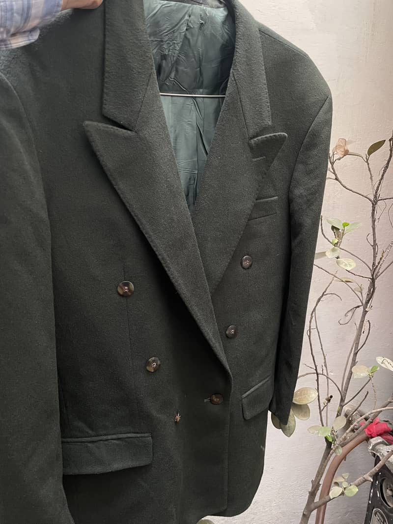 Imported double breasted olive green woollen coat 3