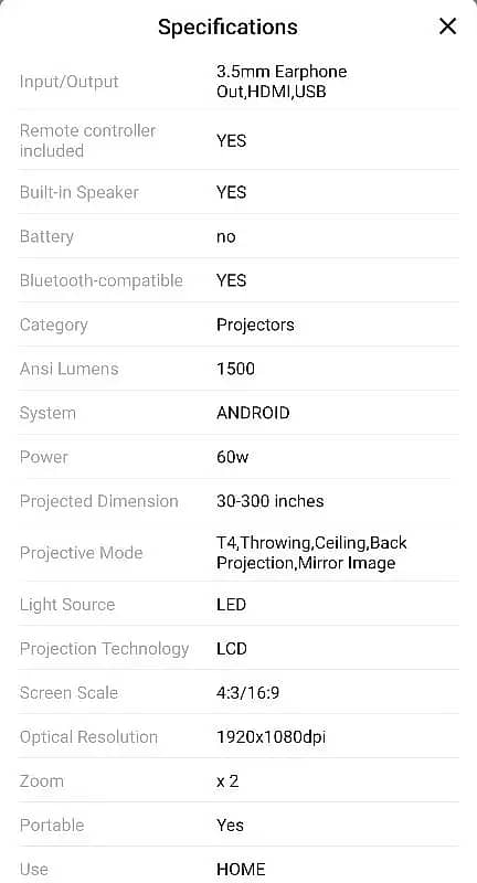 CYS24K Android Smart Projector Full Hd WiFi Projector for Cinemas. 7