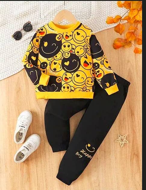 Stylish Fleece Printed Tracksuit for Boys and Girls - 2 Pcs 1