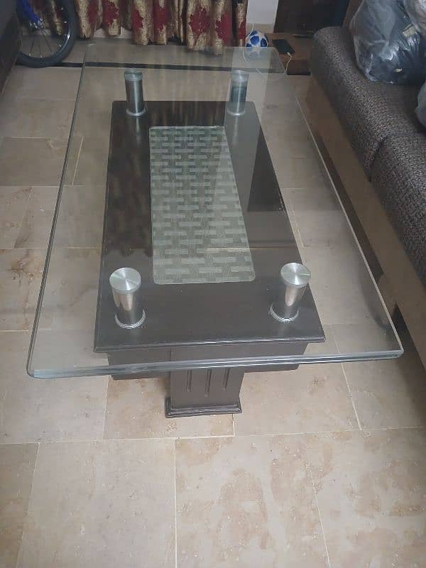 centre table wood & glass 1