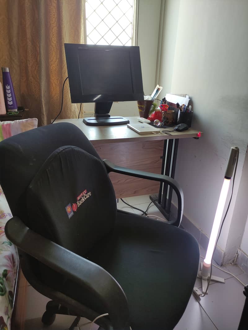 Table, Chair, Backrest & Monitor with Stand 1