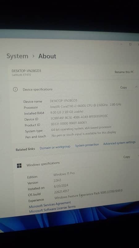 Dell Laptop 22H2 Cori7 6th Generation 0