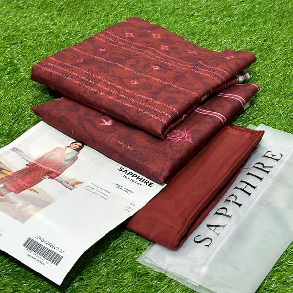 3pc sapphire lawn unstitched suits available 1