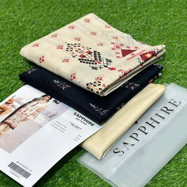 3pc sapphire lawn unstitched suits available 4