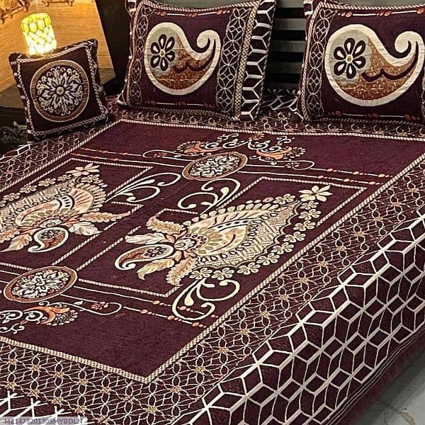 4 pcs velvet jacquard Embroidered Double Bad sheet 3