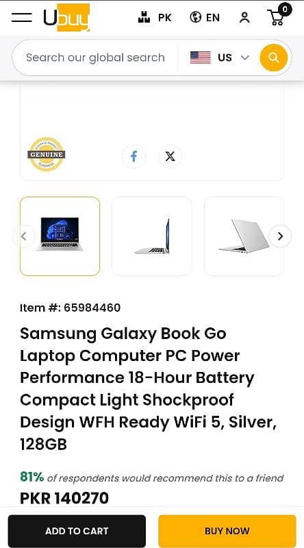 Samsung Galaxybook Go Laptop 11