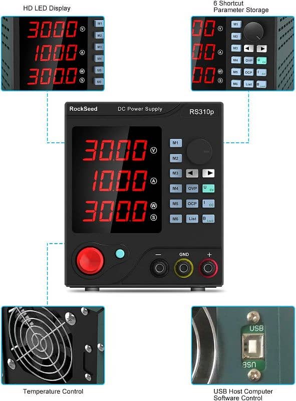 Programmable 30V/10A DC Power Supply Variable, Adjustable Switching 3