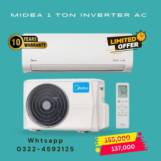 Midea 1 Ton inverter AC, T3 technology split Air conditioner 0