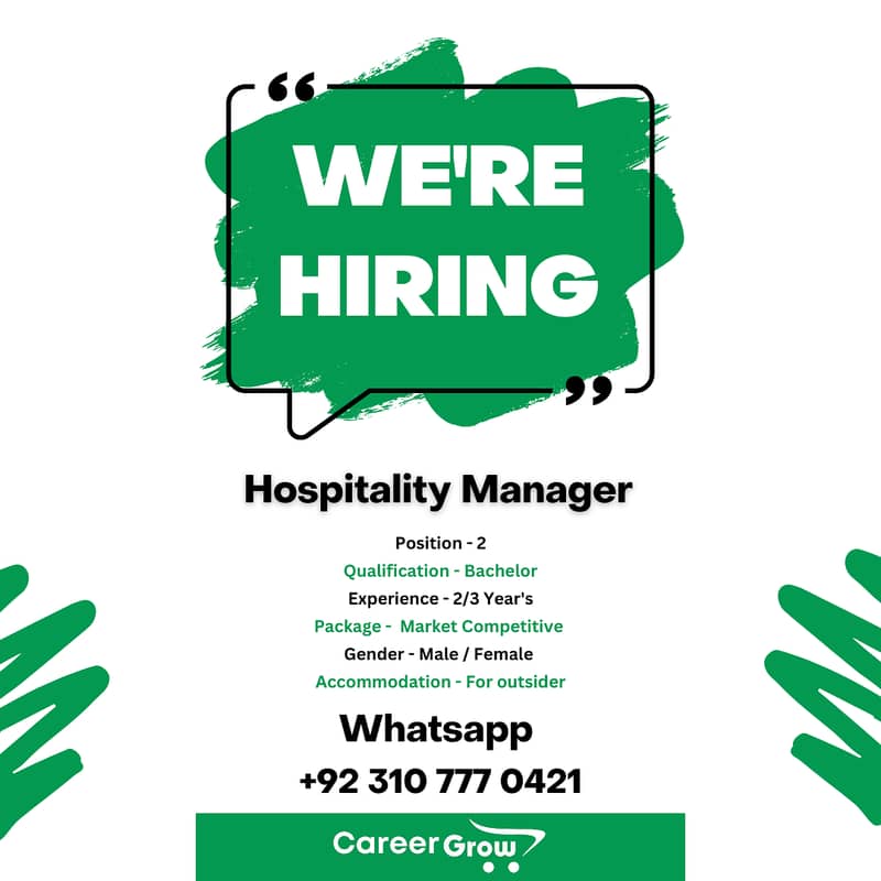 Hospitality Manager required for Boys and Girls Hostels 0