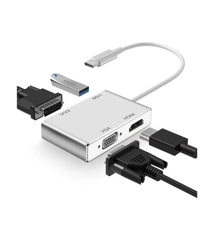 4 in 1 Multi Hub: USB C to HDMI / DVI / VGA / USB3.0 Converter Adapte 1