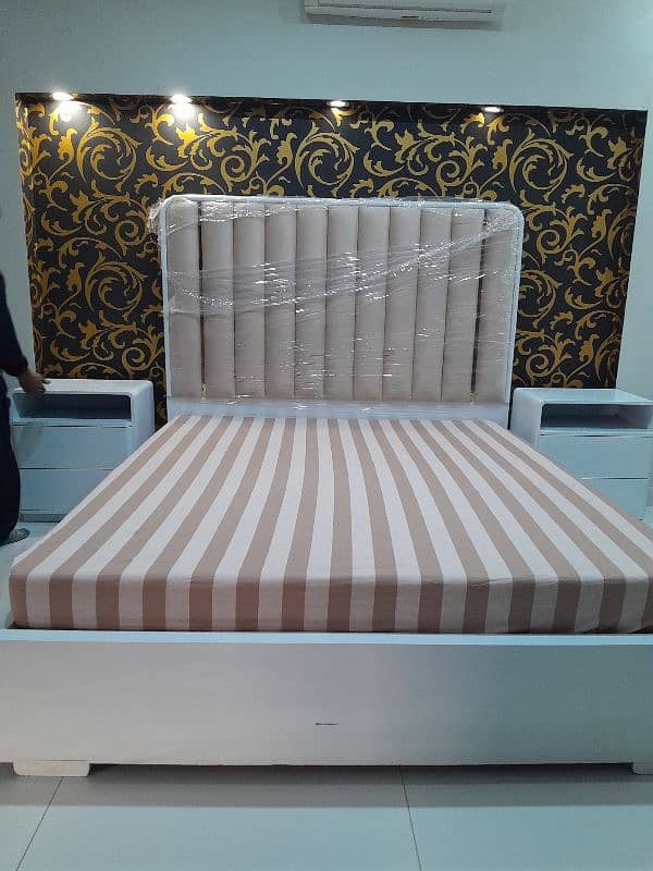 Queen size Bed Brand New White in colour with 2 side Tables 0