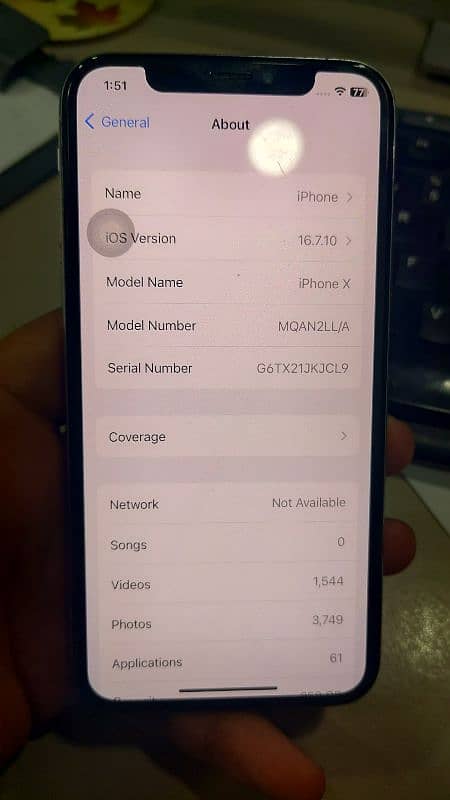 Iphone X Non PTA 256gb 7