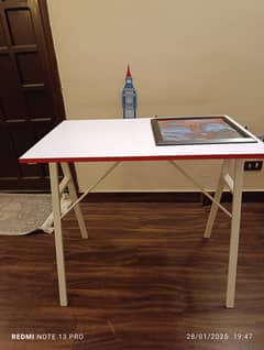 Modern Computer/Writing Table with White Metal Legs