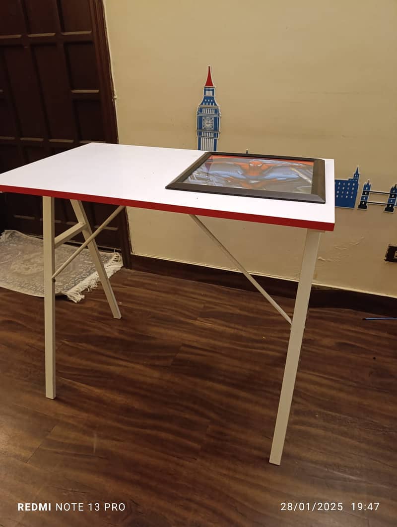 Modern Computer/Writing Table with White Metal Legs 3