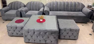 Renewed 7-Seater Sofa Set for Comfort and Style with three table set