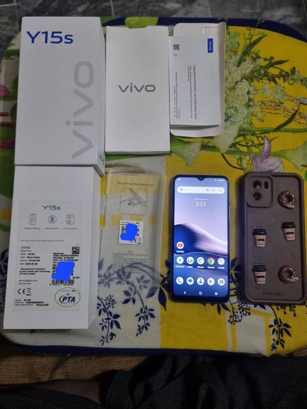 vivo y15s with box dual sim official pta approved 3