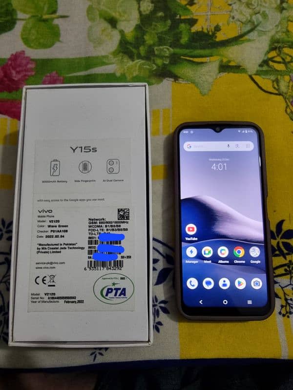 vivo y15s with box dual sim official pta approved 19