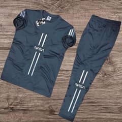 Men's printed polyester track suit-pcs Grey Set