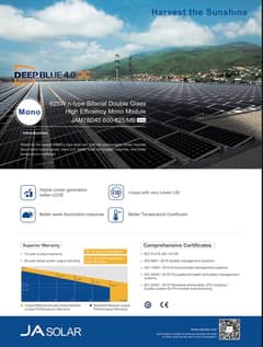 JA SOLAR NTYPE BIFACIAL (580-610watt) Solar Panels