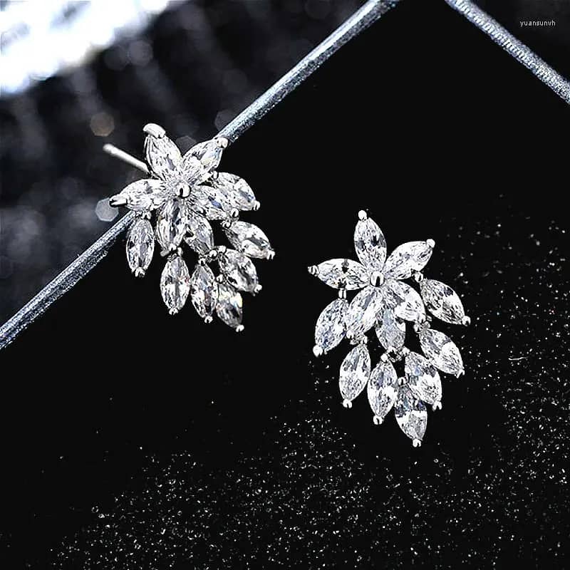 Marquise Leaf Stud Earrings Crystal, Silver Plated Jewelry 4