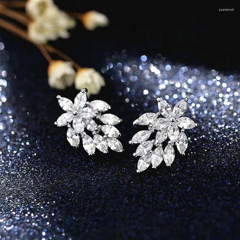 Marquise Leaf Stud Earrings Crystal, Silver Plated Jewelry 5