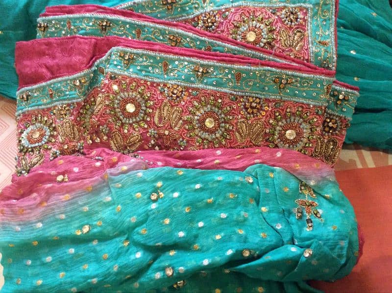 ferozi and pink lengha and long maxi 3